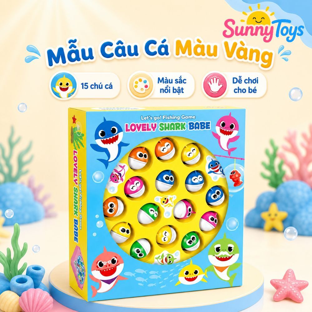 Bàn Câu Cá Xoay Tự Động 15 Con SunnyToys - Mẫu Capybara, Labubu, Baby Shark Cho Bé Nhanh Tay