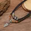PNPIA- Staed Dây Da Nhân Tạo Đính Hạt Nelace Nam Vintage Lớp Bộ Lạc Mặt Dây Chuyền Nelace Cho Nam Trang Sức Cổ Dây Xích