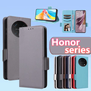 Ốp Điện Thoại Cho Honor X9 X9A X9B X9C Smart X9CSmart X5 X6B X6C X7 X7A X8 X8B X8C 4G 5G 2025 Vỏ Lật Họa Tiết Vải Lchee Bao Da Khe Cắm Giá Đỡ