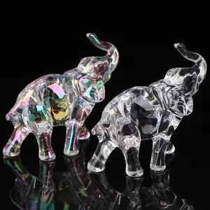SRVN Tượng voi pha lê dễ thương Tượng động vật Mini Đồ trang trí voi cho bé Thủ công mỹ nghệ để bàn Đồ trang trí pha lê Phòng khách.