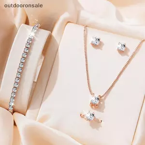 Bộ trang sức pha lê 5 món dành cho nữ: Vòng cổ, Bông tai, Nhẫn, Vòng tay FSI