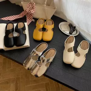 TT Hàn Quốc Nửa Dép Nữ Mùa Hè Đế Dày Một Chân Giày Sandal Phù Hợp Với Dép Da Thật