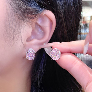 Châu Âu Mỹ ins Phong Cách Mới 5 Carat Zircon Bông Tai Kim Cương Nữ