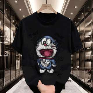 COD Áo thun nam nữ chất cotton in hình Doraemon graffiti phong cách đường phố dễ phối đồ mùa hè