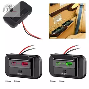 Sạc Ô Tô ABS Đen Xanh PD + QC3.0 QC3.0 + PD3.0 Ổ Cắm Sạc Bền