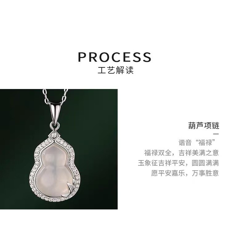 Vòng cổ bầu chalcedony mạ bạc s925