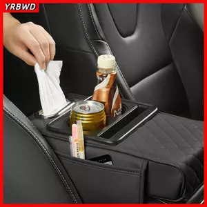 YRBWD Tay vịn Pad, Di Động Tăng Chiều Cao Điều Khiển Trung Tâm Tay Đệm, Tiện Lợi Đa Năng Da PU Hộp Đựng Khăn Giấy Ô Tô
