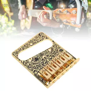 Toyuvn Cầu đàn guitar điện Daconovo TL Dây kéo Tấm 6 yên Vintage Xô đồng thau 52,5mm (Vàng)