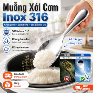 ⚡Ship Nhanh⚡Muỗng cơm inox 316 chống dính | Muỗng xới cơm lớn chống dính bếp | Muỗng lọc dầu hiệu quả chống dính