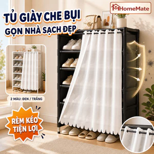 Kệ Để Giày Dép HomeMate Có Rèm Che Chống Bụi, Tủ Giày Khung Thép Nhiều Tầng Chắc Chắn Dễ Lắp Ráp Sức Chứa Lớn