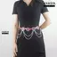 Thắt lưng FINANSIN, Thiết kế sang trọng Dây chuyền tua rua nhiều lớp Dây chuyền kim loại Pentagram, Thương hiệu hợp thời trang Y2K Punk Hollow Star Dây đeo thắt lưng bằng da PU