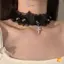 Thời Trang Màu Trơn Nữ Bé Gái Nelace Ren Rộng Đinh Tán Gothic Ren Choker Y2K Đôi Cánh Thiên Thần Da Thoáng Mát Nelace Mới