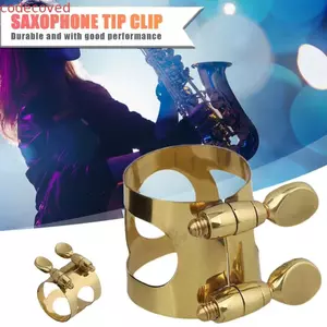 Dây buộc Saxophone MCODECOVED, Chất liệu đồng thau vít có thể điều chỉnh Kẹp đầu Saxophone, Kẹp ống ngậm Vít đôi buộc được đánh bóng rỗng Cắt dây buộc bằng đồng thau Tenor Saxophone