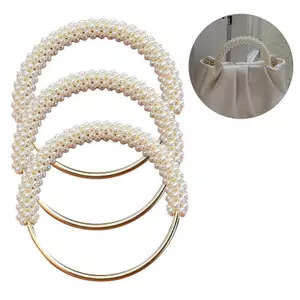 1 Túi Tròn Ngọc Trai Tinh Tế Tay Cầm Vòng Kim Loại Bện Hạt Nhiều Màu Sắc Cho Nữ Túi Xách Khung Ví DIY Handmade Phụ Kiện VN