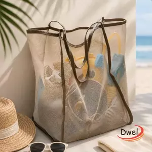 Túi đeo vai lưới DWEL, Túi xách sức chứa lớn trong suốt, Túi mua sắm nhẹ kiểu INS