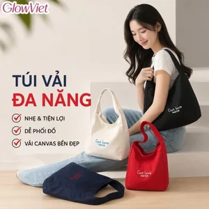 Túi Tote Canvas Thêu Hoa Túi Đeo Vai Túi Xách Tay Dung Tích Lớn Đi Học Đi Làm Du Lịch