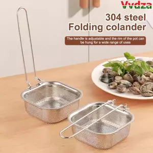 Thìa lọc lưới VVDZA, Dụng cụ nấu ăn Giỏ sôi lưới mịn, Tay cầm dài đa chức năng bằng thép không gỉ Có thể tái sử dụng Nồi nóng Bộ đồ ăn nhà bếp
