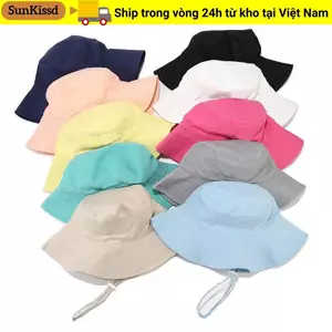 Mũ chống nắng cho bé SUNKISSD, Mũ xô rộng vành mùa hè dành cho trẻ mới biết đi, Cotton màu trơn thông thường Mũ đi biển cho trẻ em bé trai và bé gái