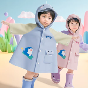 Cá Mập Nhỏ Áo Mưa Trẻ Em Bé Trai Bé Gái Toàn Thân Chống Thấm Nước Mẫu Giáo Học Sinh Tiểu Học Trường Chuyên Dụng Poncho Với S