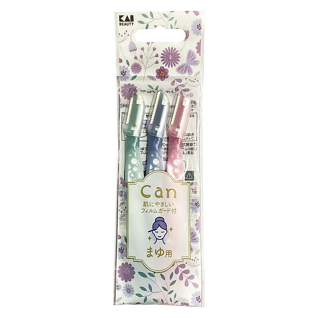 Dao Cạo Lông Mày KAI Lưỡi Đơn Thân Nhựa CBM-3P (3 Cây)