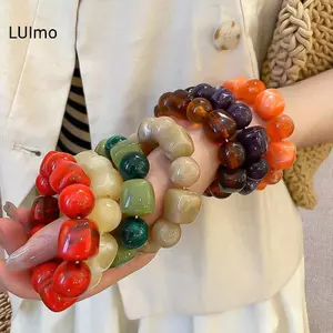 LUImo Acrylic Không Đều Vuông Tròn Đính Hạt Vòng Tay Nữ Châu Âu Và Mỹ Vòng Tay Đơn Giản Thời Trang Hàn Quốc Phụ Kiện Tay SBS