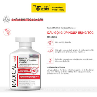 Dầu Gội Giúp Giảm Rụng Tóc Radical Med 300ml Dưỡng Ẩm, Chăm Sóc Tóc Và Da Đầu, Giúp Tóc Chắc Khỏe EUPC STORE