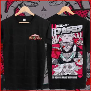 GC1 My Hero Giới Học Thuật Unisex Xu Hướng Thời Trang 220g Áo Thun cotton Dày Anime Tay Ngắn Top GC1