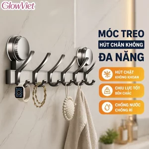 Móc Treo Tường Hút Chân Không Đa Năng Thanh Inox Treo Khăn Quần Áo Nhà Tắm Bếp Phòng Ngủ