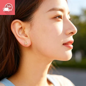 Nhẫn đôi đơn giản Zircon Nữ Phong cách đi lại Bông tai chống phai màu