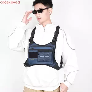 Túi đeo ngực thể thao CODECOVED, Túi Vest chạy bộ thiết kế nhẹ chống nước, Phong cách thường ngày nhiều túi với dải phản quang Gói ngực trước Huấn luyện thể thao