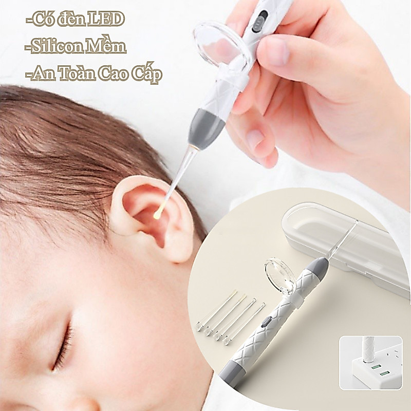 Dụng Cụ Vệ Sinh Tai Có Đèn Led Bằng Silicon Mềm Cho Bé,an Toàn Không đau,Dễ Sử Dụng,Thiết Kế Dành Cho Trẻ Em
