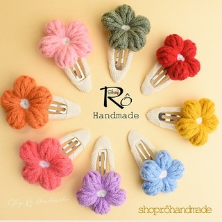Kẹp tóc hoa cúc len size to nhiều tone màu rực rỡ cho nữ và bé gái siêu xinh 5.5cm |Shop Rô Handmade