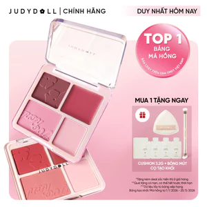 JUDYDOLLL Bảng Phấn Má hồng & Bắt sáng 4 ô 2-Trong-1 Blush & Highlight Palette 9g