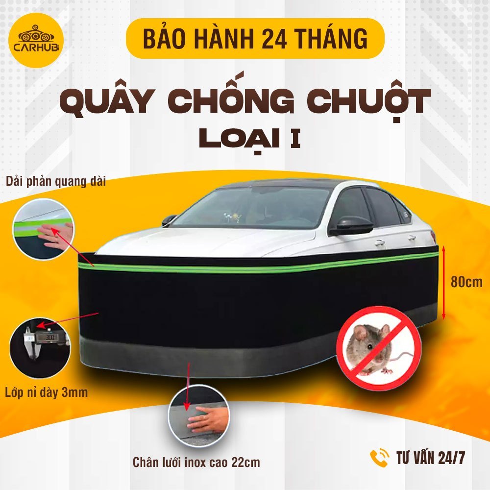 Quây Chống Chuột Ô Tô Hàng Loại 1 Chân Inox 304 Cứng Cáp | Lưới Chống Chuột Polyester Dày Phản Quang