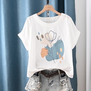 [Hàng có sẵn] Áo sơ mi nữ 100% cotton chất lượng cao Áo thun cotton in hình hoạt hình kỹ thuật số