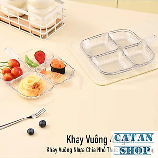 Khay Chia Nguyên Liệu, Khay Nước Chấm 4 Ngăn Đa Năng Khay Đựng Hành Tỏi Ớt Gia Vị Sơ Chế Có Quai Cầm Chống Bẩn