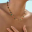 Vòng cổ hạt thủy tinh nhiều màu - Chiều dài có thể điều chỉnh vui nhộn, Vòng cổ choker Dopamine