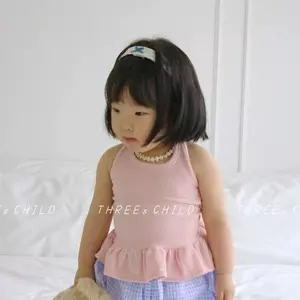 Bé gái (90-140) Áo kiểu công chúa không tay cổ tròn dễ thương
