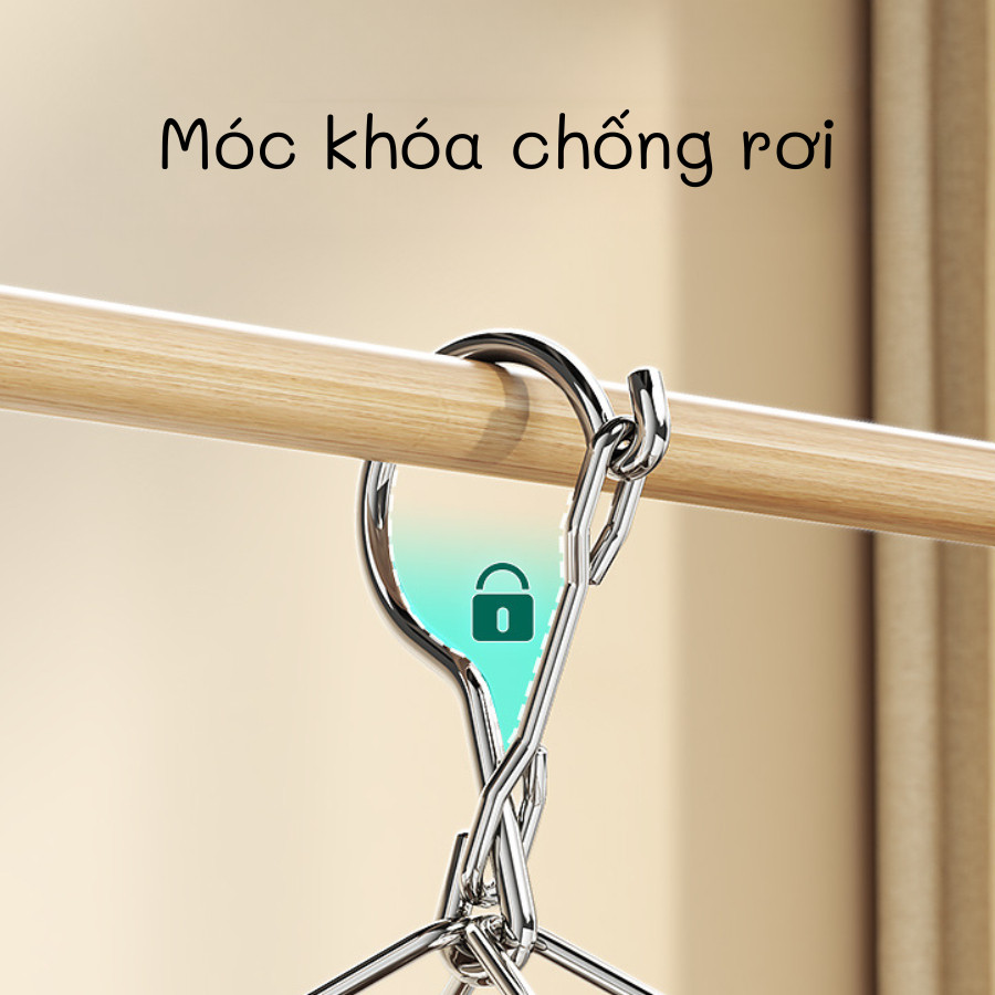 Móc Phơi Kẹp Inox Đa Năng 20-50 Kẹp HOMIE, Giàn Kẹp Phơi Tất Vớ Đồ Lót Khăn Nhỏ Gấp Gọn Tiện Lợi