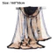 Khăn voan NICOLOO, Khăn choàng dài hoa 160 * 50cm, Khăn choàng lụa có thể giặt được màu Gradient sang trọng dành cho nữ