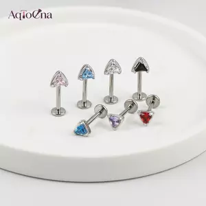 AqToCna G23 Titan Kẻ Sọc Zircon Tai Mèo Hình Xương Tai Stud Môi Bên Trong Chủ Đề Xuyên Trang Sức AqToCna