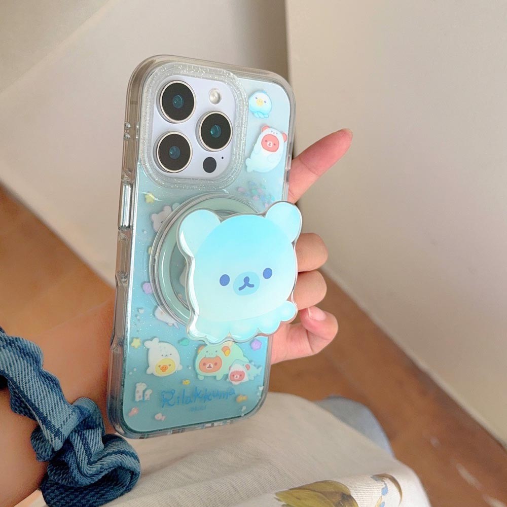 Ốp Lưng Cứng Tương Thích Với iPhone 13 14 14Pro 14ProMax 15 15Pro 15ProMax 16 16Pro 16ProMax Ốp Nam Châm Họa Tiết Gấu Đại Dương Trong Suốt