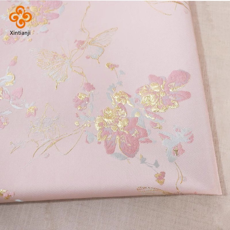 Mới Trung Quốc Bướm Jacquard Vải Nổi Vải Tự Làm Sườn Xám Hanfu Quần Áo Trẻ Em Sân Khấu Đầm 1 Mét