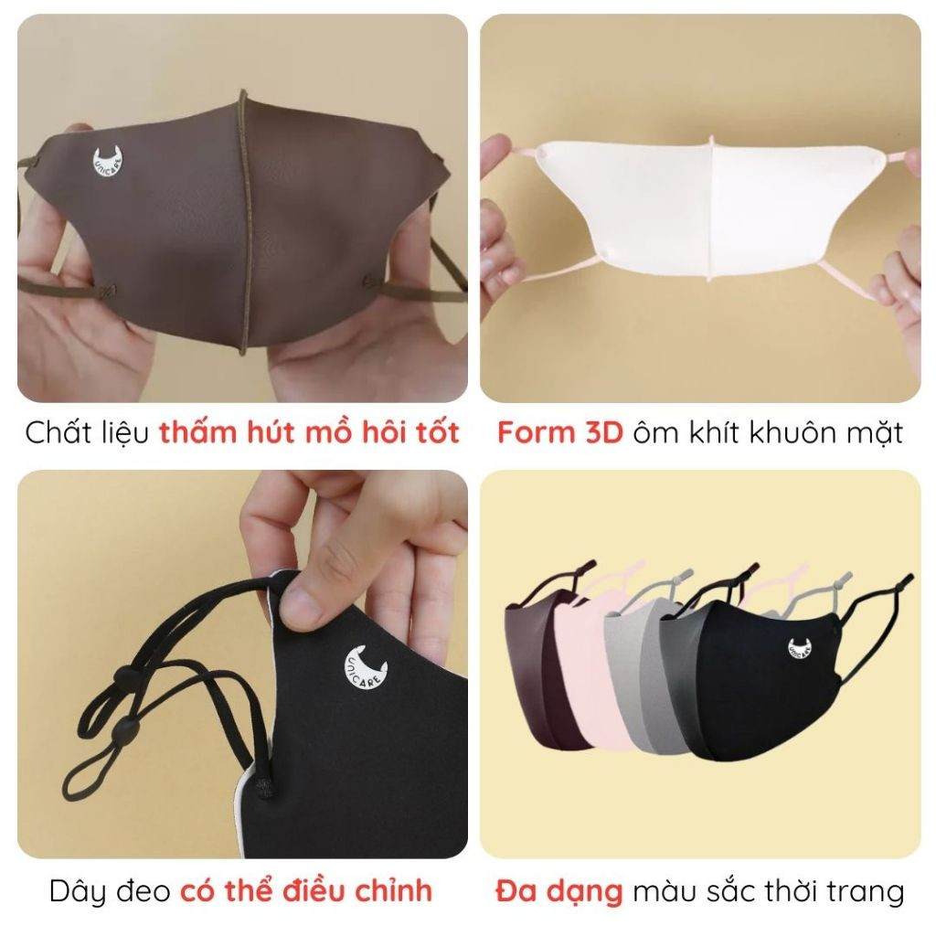 Khẩu trang Unicare TONE UP FIT, khẩu trang chống nắng và tia UV và dây đeo có nút điều chỉnh, vải mềm mịn - Chính hãng