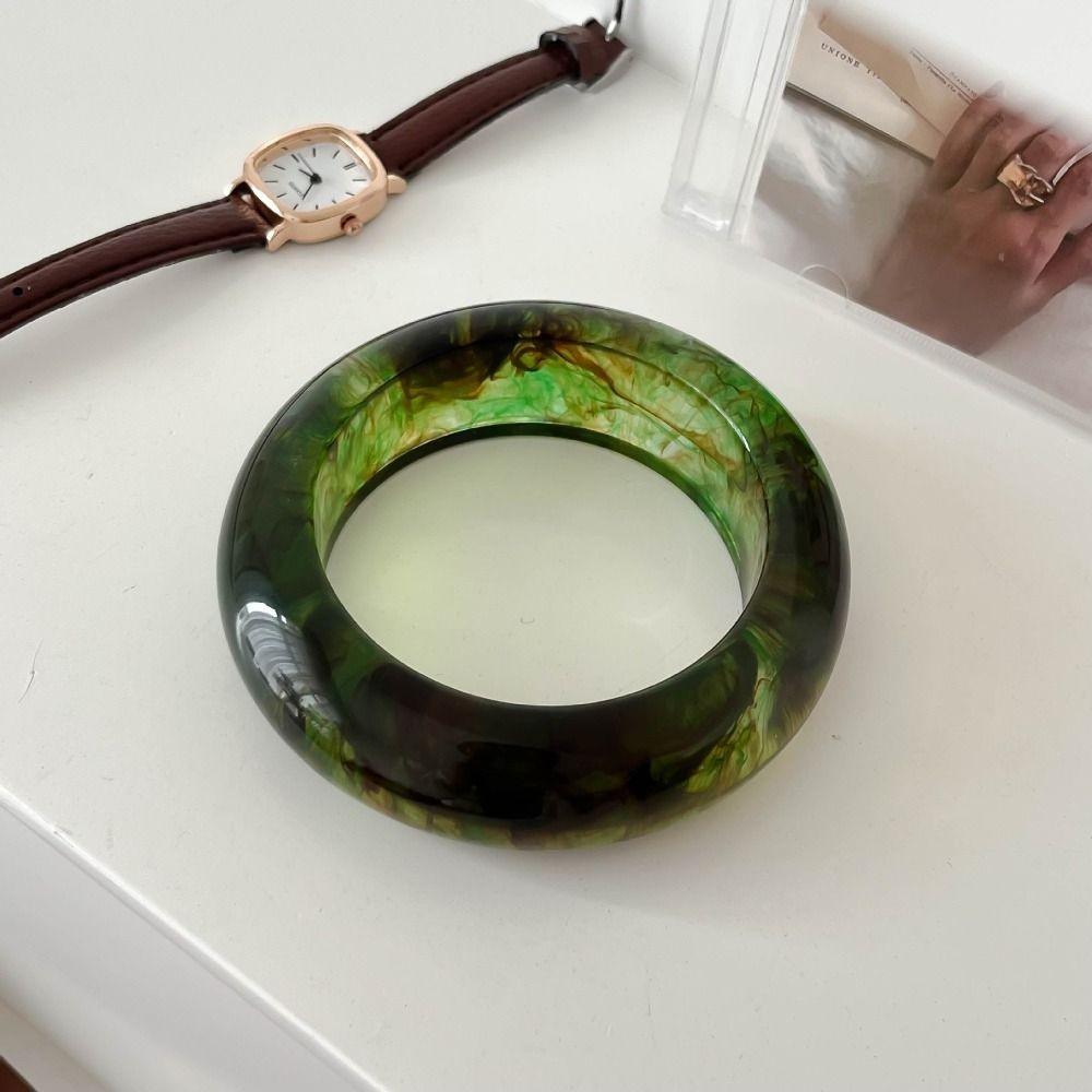 MERIGGIARE Chunky Bangles, Vòng tay cổ tay rộng tròn đầy màu sắc, Vòng tay nhựa dày khuếch đại thanh lịch