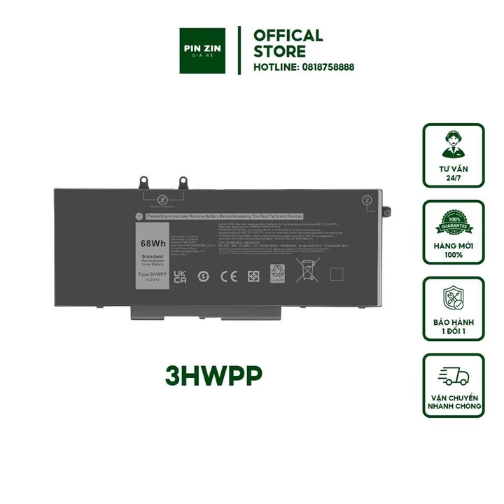 [PIN ZIN NEW] - 3HWPP - Pin (zin) laptop Dell 5401 5501 Laptop Battery N2NLL 10X1J 3HWPP 68wh