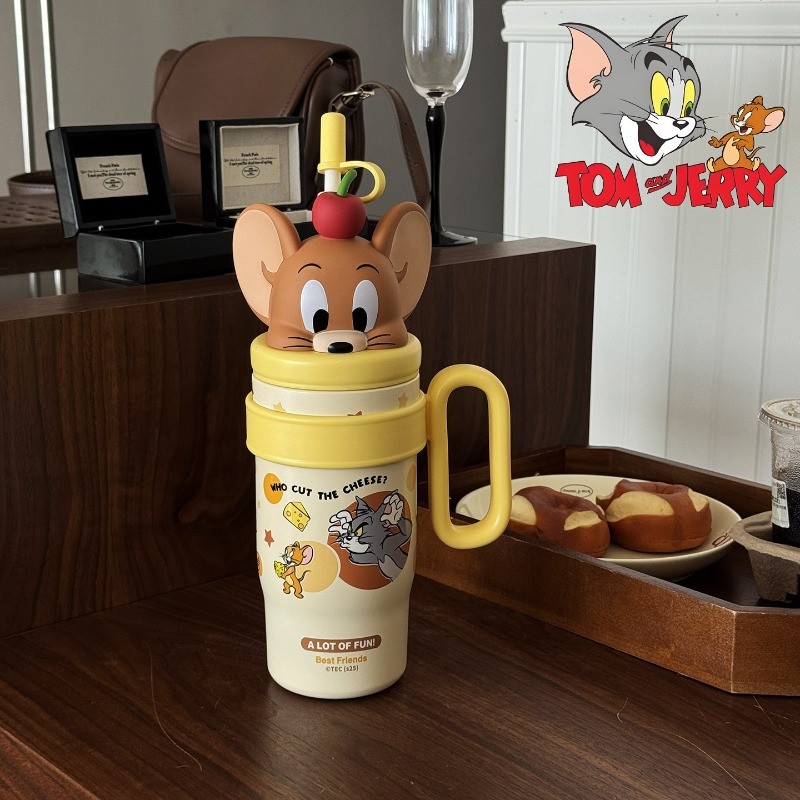 800ML Tom Và Jerry 316 Thép Không Gỉ Chân Không Cách Nhiệt Chai Quà Tặng Dễ Thương Cà Phê Lạnh Và Nóng Tumbler Bình Nước Giữ Nhiệt Cốc