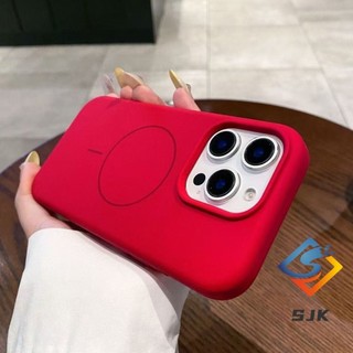 Ốp Điện Thoại Silicon Màu Đỏ IP 17 Series Mới Cho IPhone 17 Pro Max 11 12 13 14 15 16Pro Max Plus 17 Air 16e Vỏ Cứng Khung Ống Kính Lỗ Lớn Từ Tính Vỏ Chống Sốc