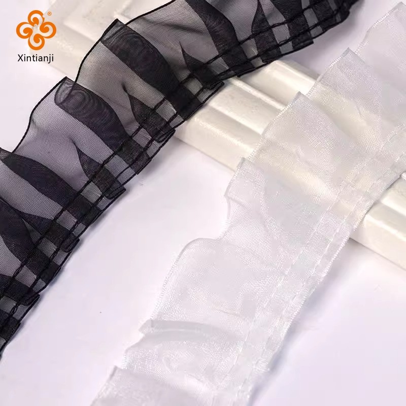 Voan Gạc Ren Xếp Ly Phụ Kiện Ren DIY DIY Handmade Trang Trí Cho Gothic Phong Cách Nữ Quần Áo 1 Mét TJ7473