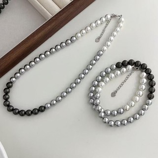 [ DAISYN ] N1012 vòng cổ ngọc trai mix đen xám cho nữ, dây chuyền ngọc trai nhân tạo , chuỗi hạt ngọc